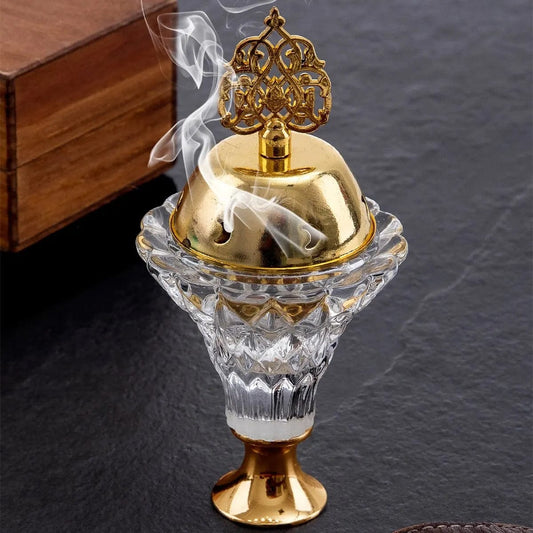 1Pc Artificial Crystal Incense Burner With Cover Aromatherapy Diffuser Metal Crafts Family Yoga Studio Home Decoration Ornaments xiang lu