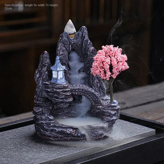 2024 Resin Reflux Incense Burner Tower Sandalwood Decoration Home Indoor Aromatherapy Mosquito Repellent Incense Burner Ornament 02