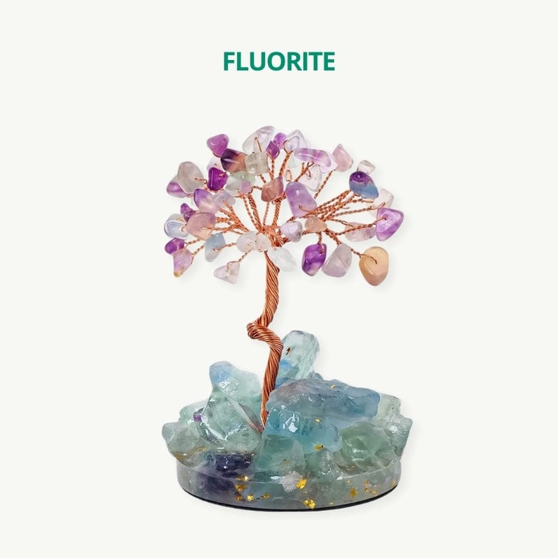 Arbre de vie 7 chakras en cuivre Fluorite