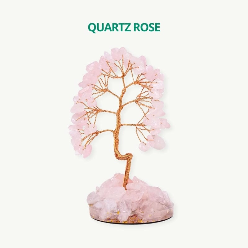 Arbre de vie 7 chakras en cuivre Quartz rose