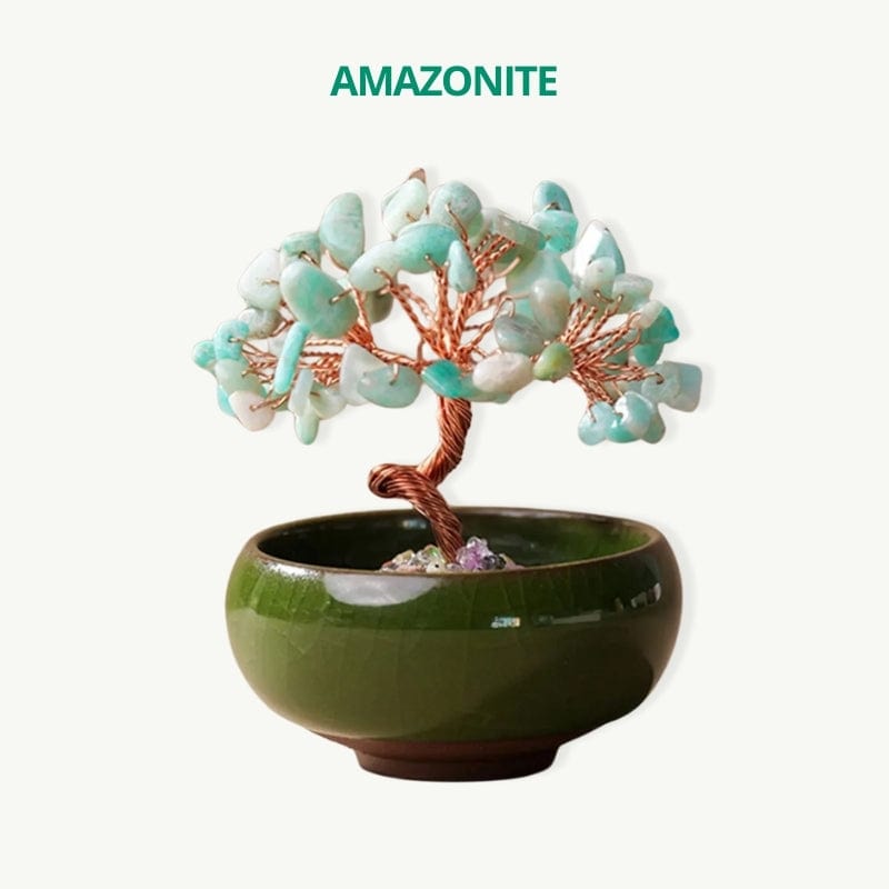 Arbre de vie avec base fleurie Amazonite