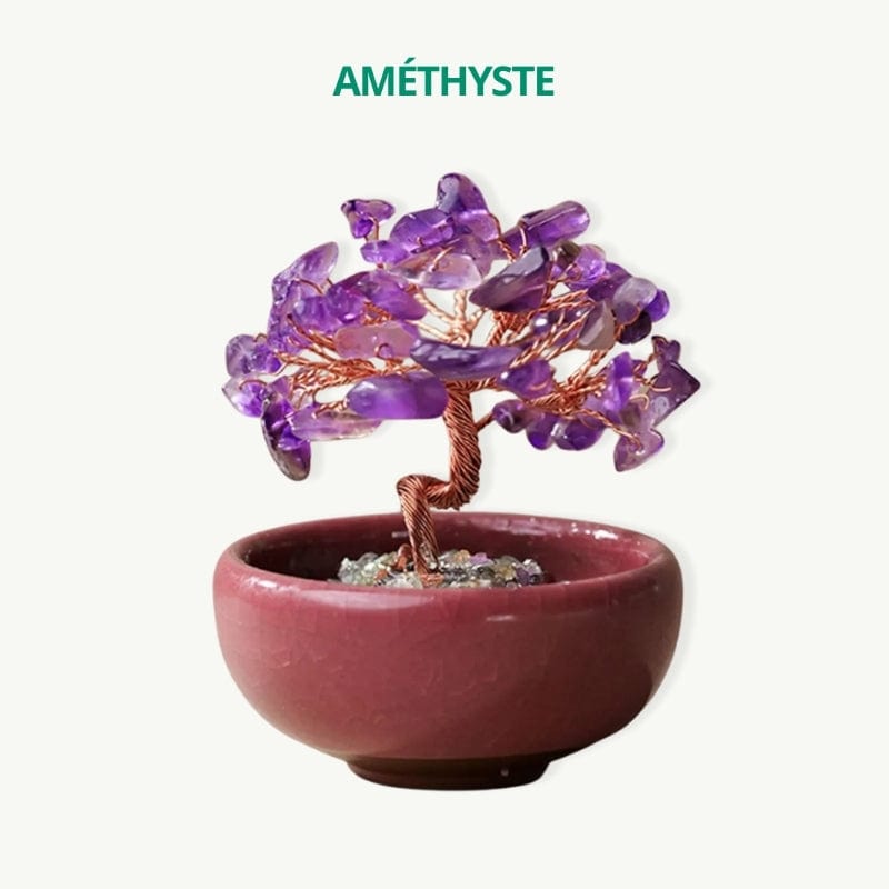 Arbre de vie avec base fleurie Améthyste