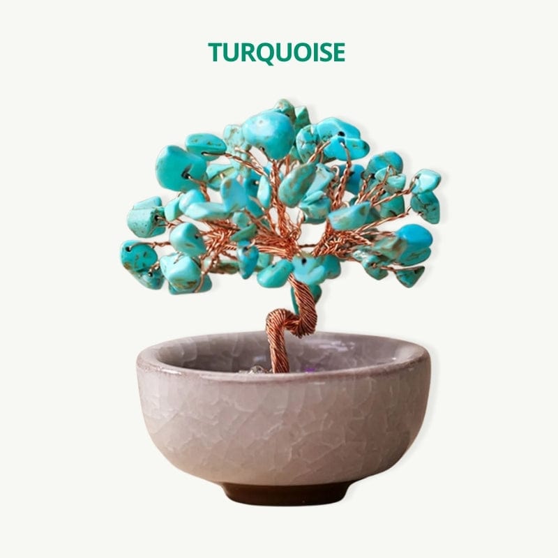 Arbre de vie avec base fleurie Turquoise