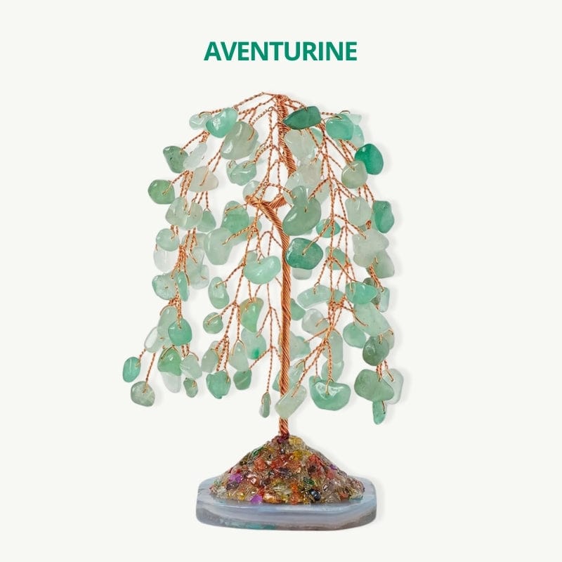 Arbre de vie avec cuivre tissé à la main Aventurine / 11cm