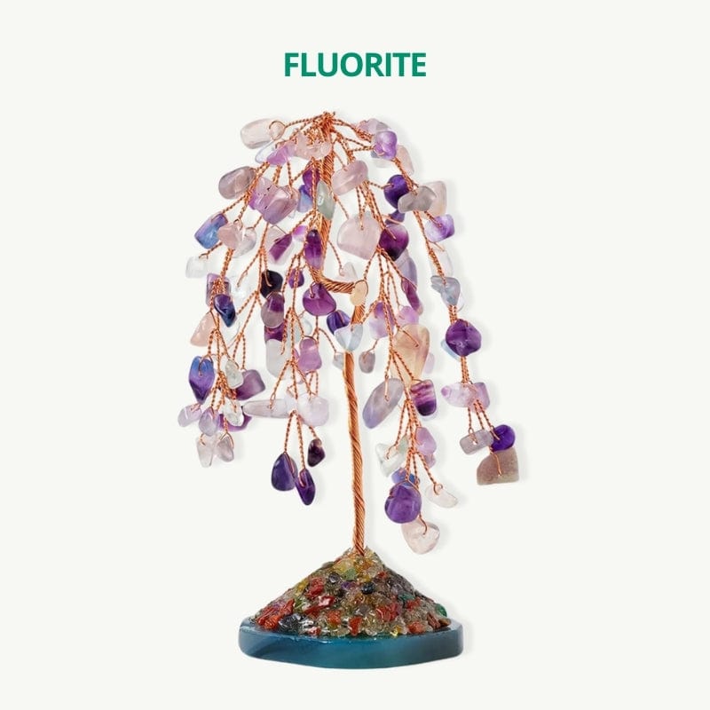 Arbre de vie avec cuivre tissé à la main Fluorite / 11cm