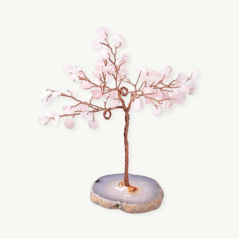 Arbre de vie décoratif en pierres naturelles Quartz Rose / 1 pièce