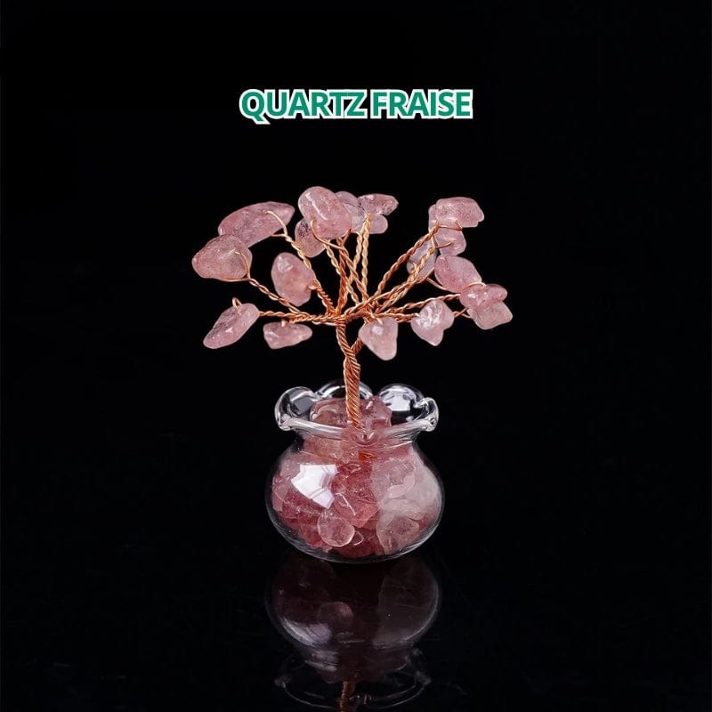 Arbre de vie en pierres naturelles miniature Quartz Fraise