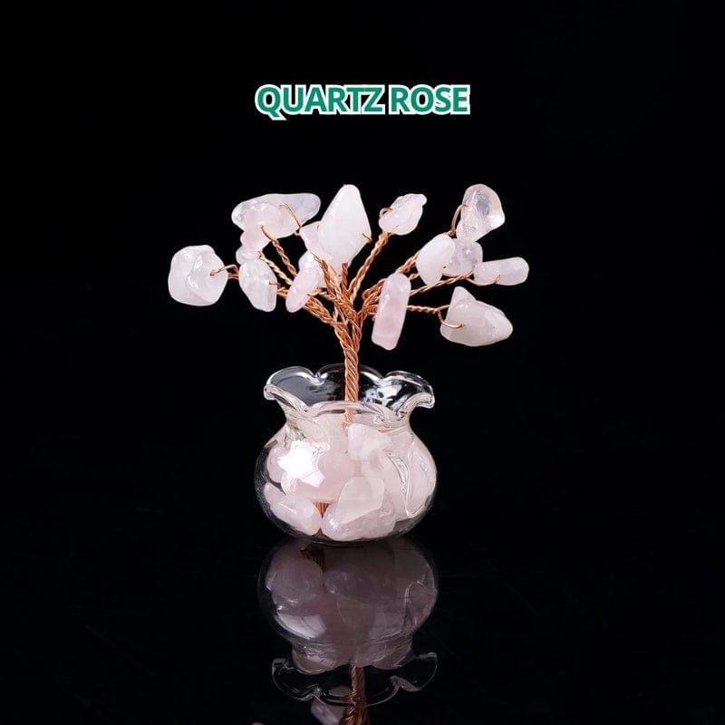 Arbre de vie en pierres naturelles miniature Quartz Rose