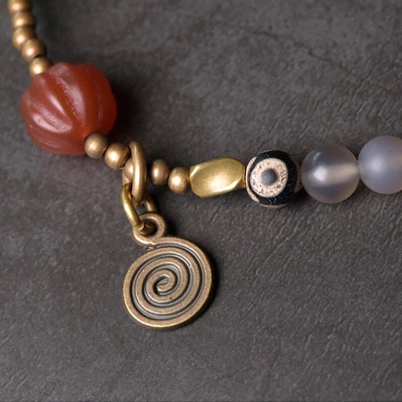 Aasha - Bracelet en Agate (Grise ou Blanche) et Perle Dzi