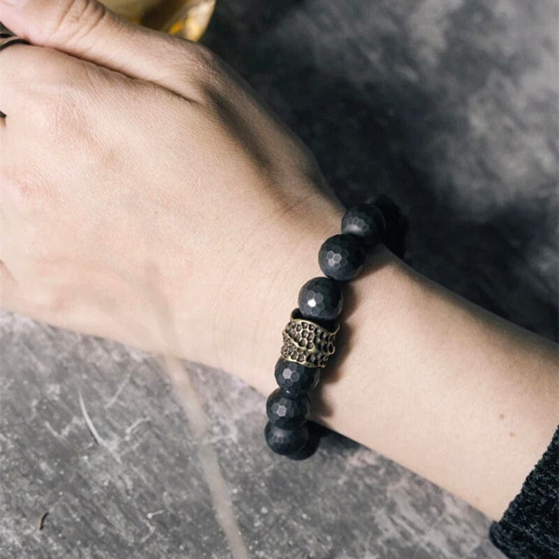 Sundara - Bracelet en Agate Noire Mate