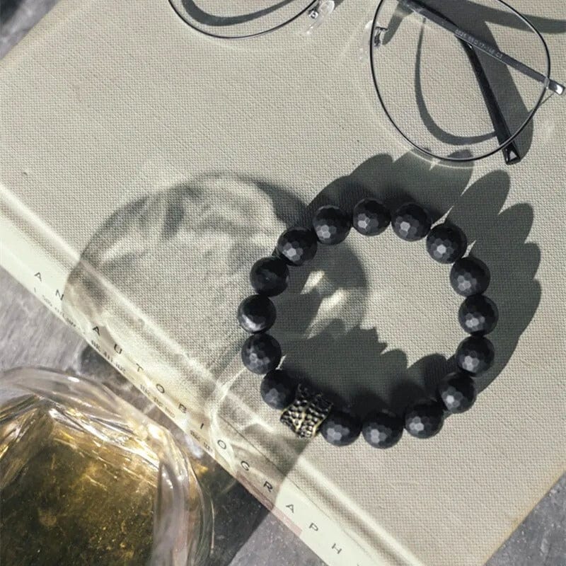 Sundara - Bracelet en Agate Noire Mate