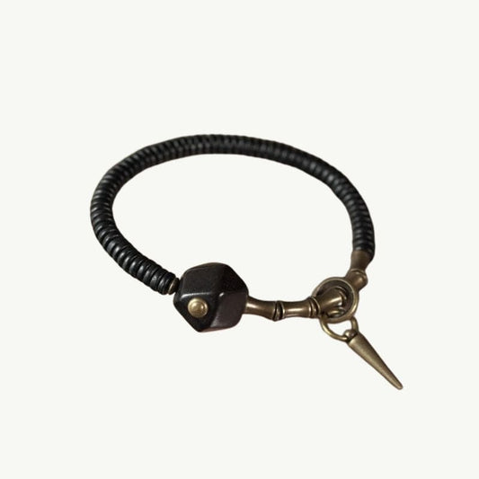 Nimba - Bracelet en cuivre martelé et ébène noir 15 à 16cm