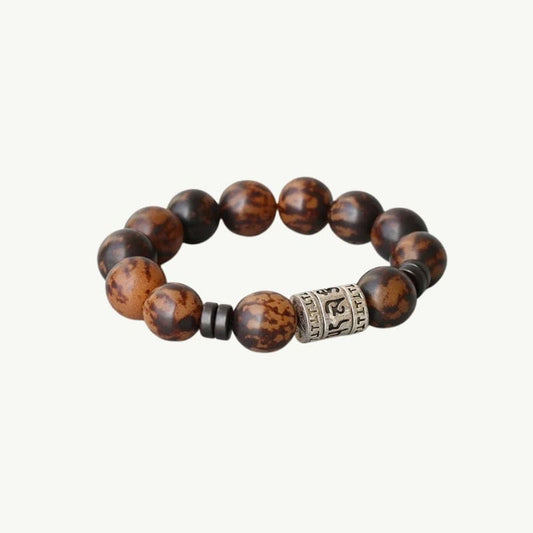 Bhikshu - Bracelet en graines de Bodhi tigrées 17 à 18cm