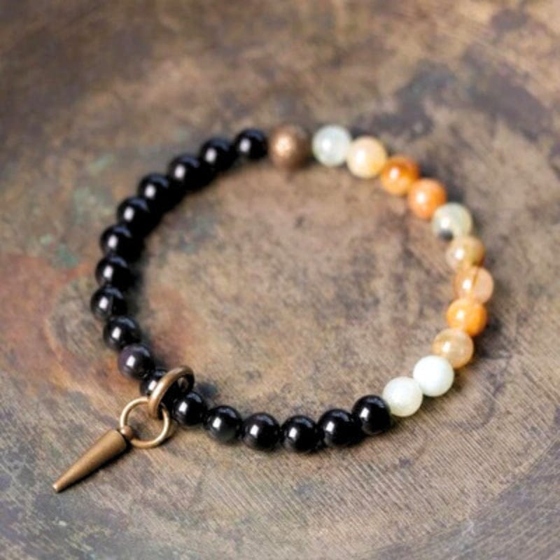 Samskara - Bracelet en Obsidienne et Agate 15 à 16cm / Pierre D'ocean