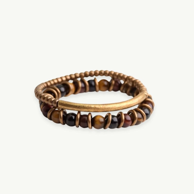 Jaya - Bracelet en Œil de Tigre & Laiton 19 à 20cm