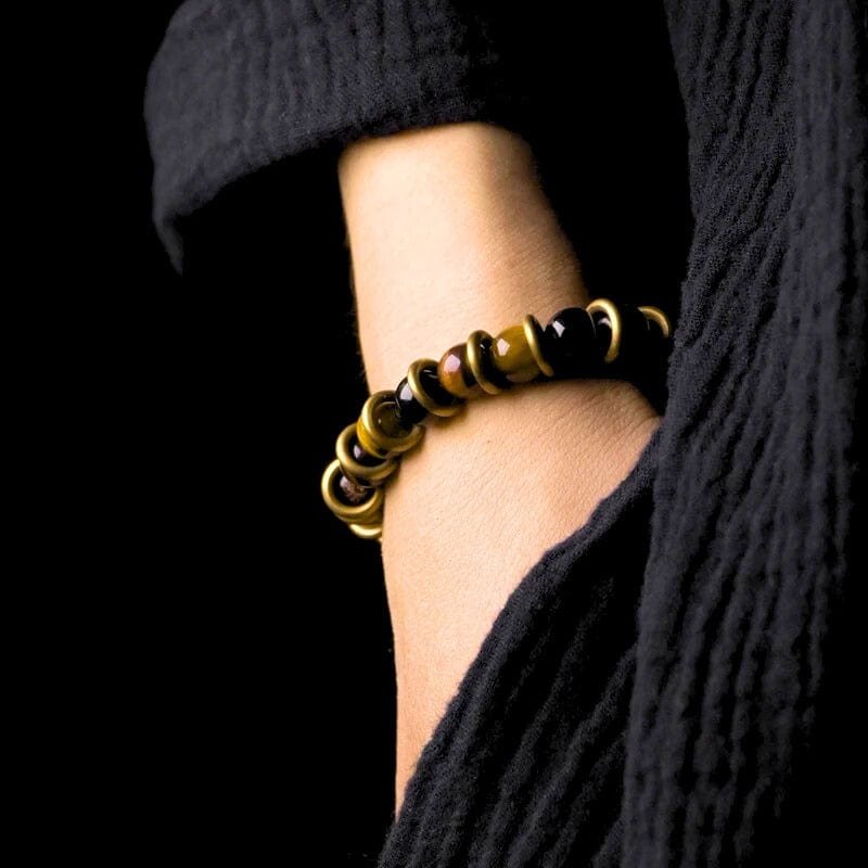 Jaya - Bracelet en Œil de Tigre & Laiton