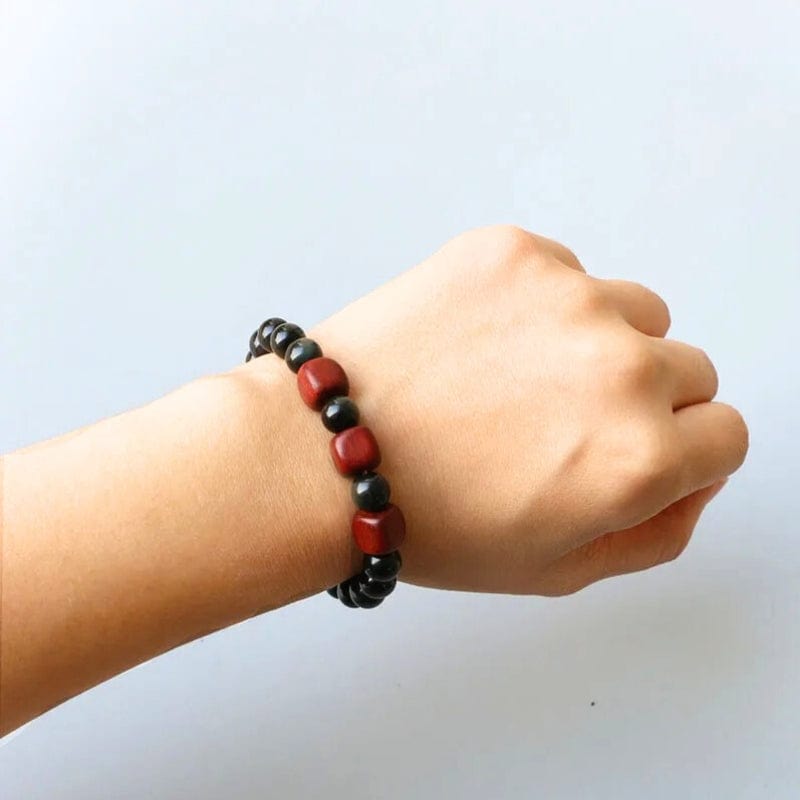 Indrani - Bracelet en Obsidienne Noire et Perle Dzi