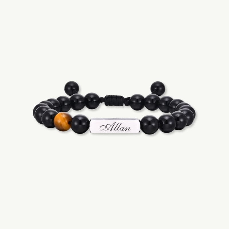 Bracelet Personnalisé avec Gravure pour Homme – Œil de Tigre Brillant