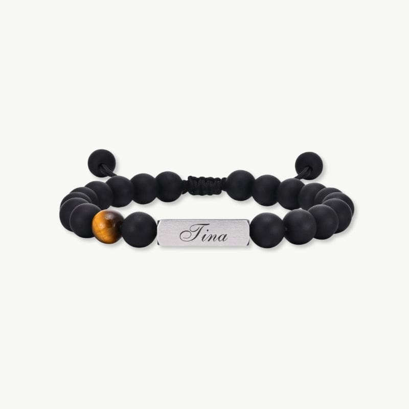 Bracelet Personnalisé avec Gravure pour Homme – Œil de Tigre Mat