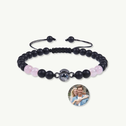 Bracelet Personnalisé Photo en Quartz Rose Quartz Rose