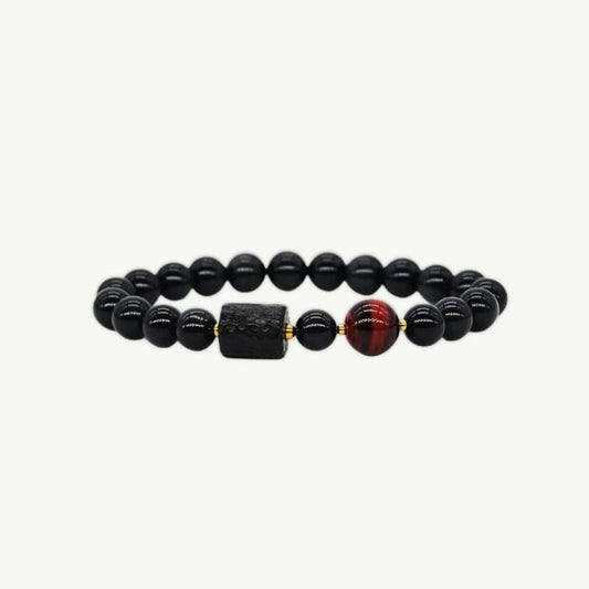 Pranidhi - Bracelet tibétain authentique en œil de tigre rouge ou doré 15 à 16cm / Oeil de Tigre Rouge