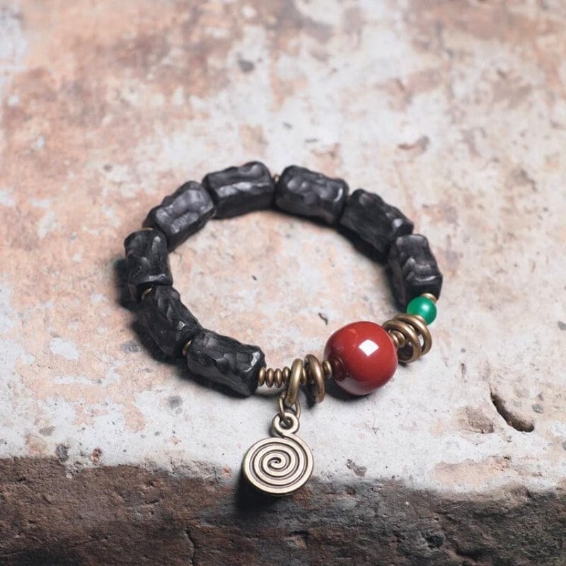 Vajrapani - Bracelet en Ébène et Agate Gobi