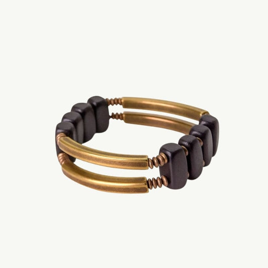 Kalpana - Bracelet Tibétain en Bois d’Ébène et Cuivre 15 à 16cm