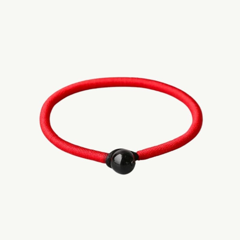 Sankha - Bracelet en Corde Rouge et Obsidienne Noire 15 à 16cm