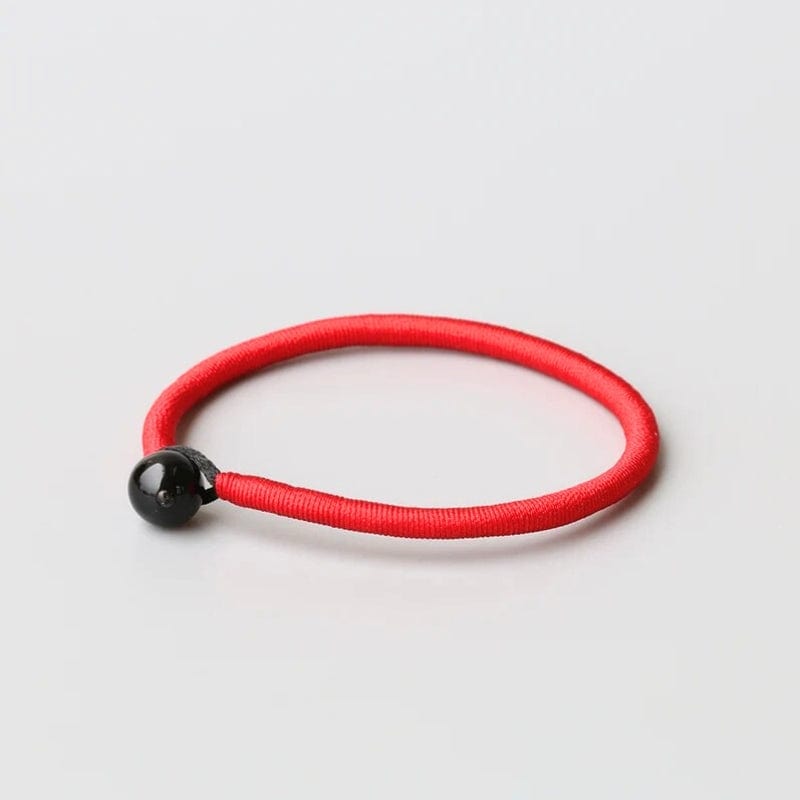 Sankha - Bracelet en Corde Rouge et Obsidienne Noire