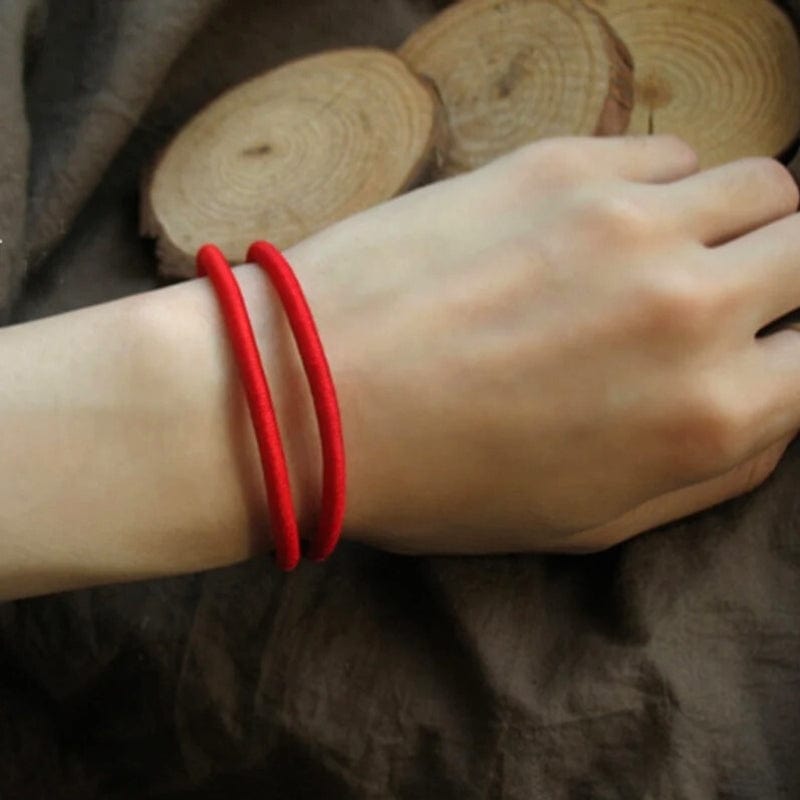 Sankha - Bracelet en Corde Rouge et Obsidienne Noire