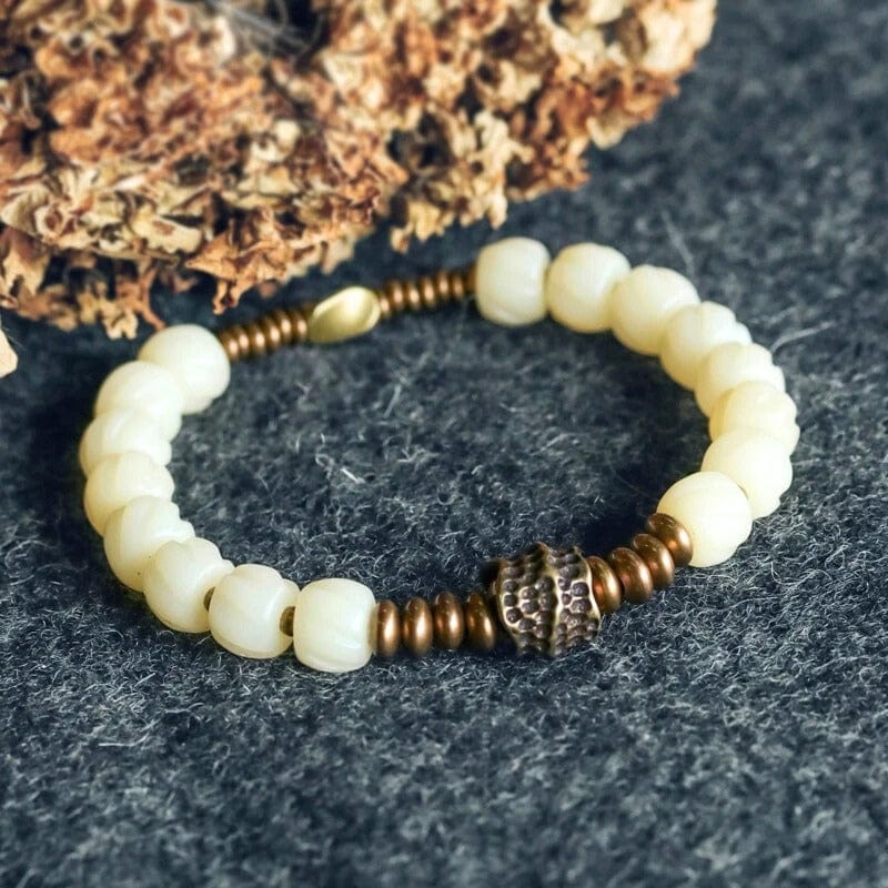 Gyalpo - Bracelet Tibétain en Os de Yak et Charme en Cuivre