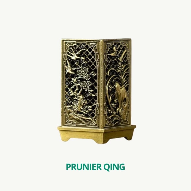 Brûleur d’encens vertical en métal pour la maison Prunier Qing