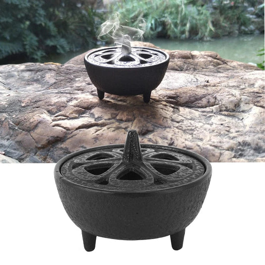 Cast Iron Lotus‑Shaped Incense Aromatherapy for Home Decoration Bathroom Bedroom Incense Container Household Supplies black