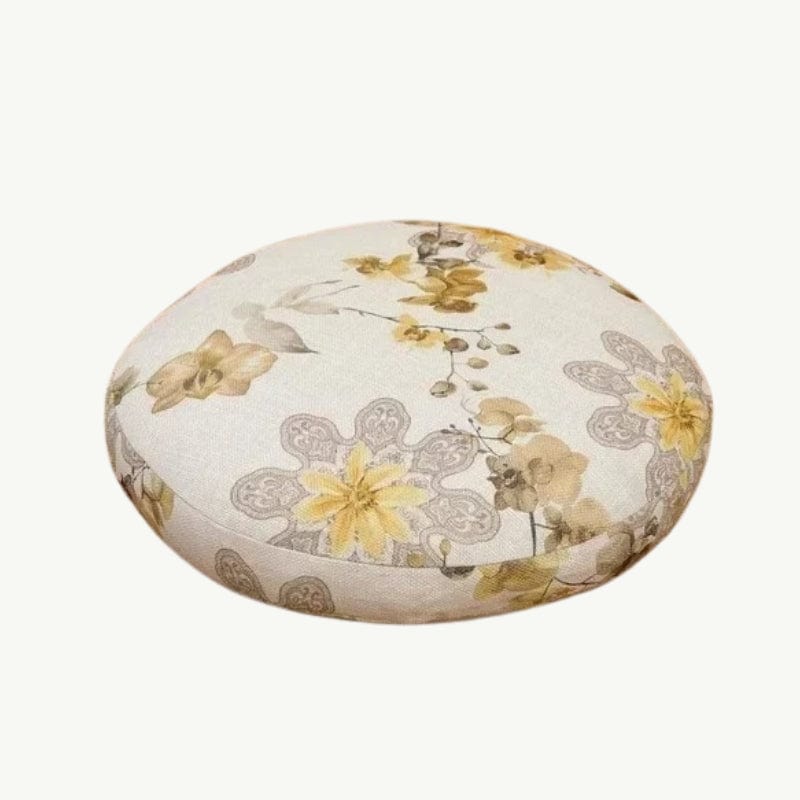 Coussin de méditation rond en coton et lin E / 40x40x10cm