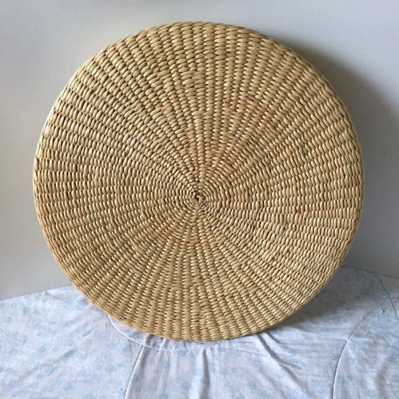 Coussin Tatami Tissé à la Main en Paille Naturelle 40x6cm