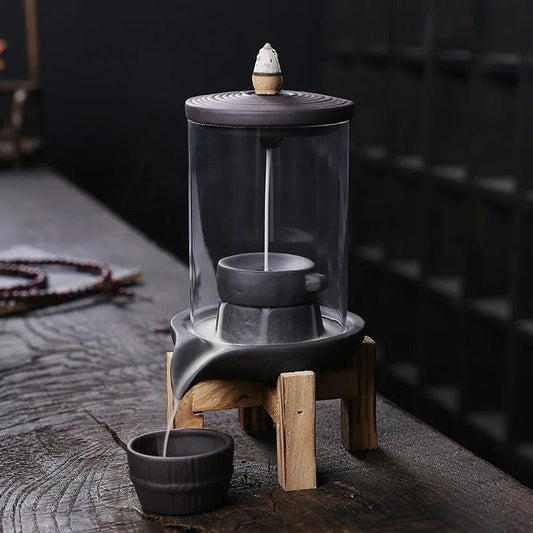 Creative Home Decorations Windproof Backflow Incense Burner Desktop Lucky Peaceful Ornaments Indoor Incense Fountain Candlestick 25Y Only Burner