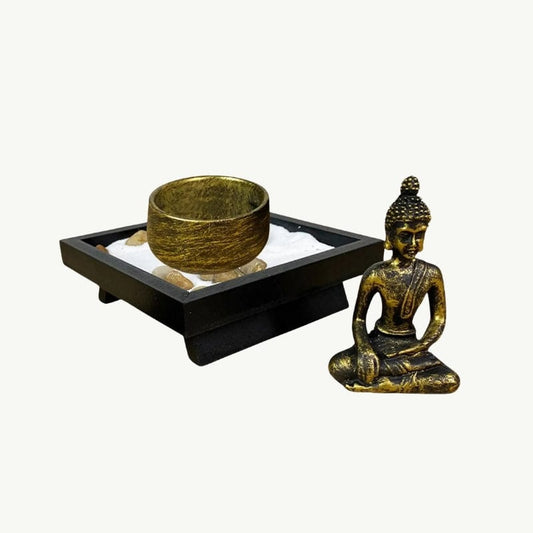 Jardin Zen avec Statue de Bouddha et Porte-Encens Bouddha et porte encens