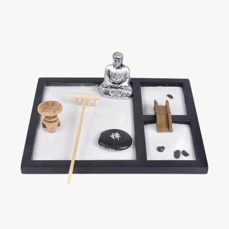 Jardin Zen Feng Shui avec Statue de Bouddha Statute de bouddha (Gris)