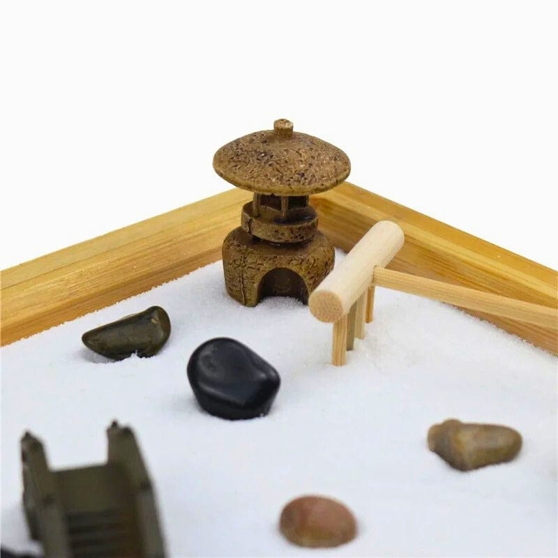 Jardin Zen Japonais de Bureau Bois / 28x19x2.8cm