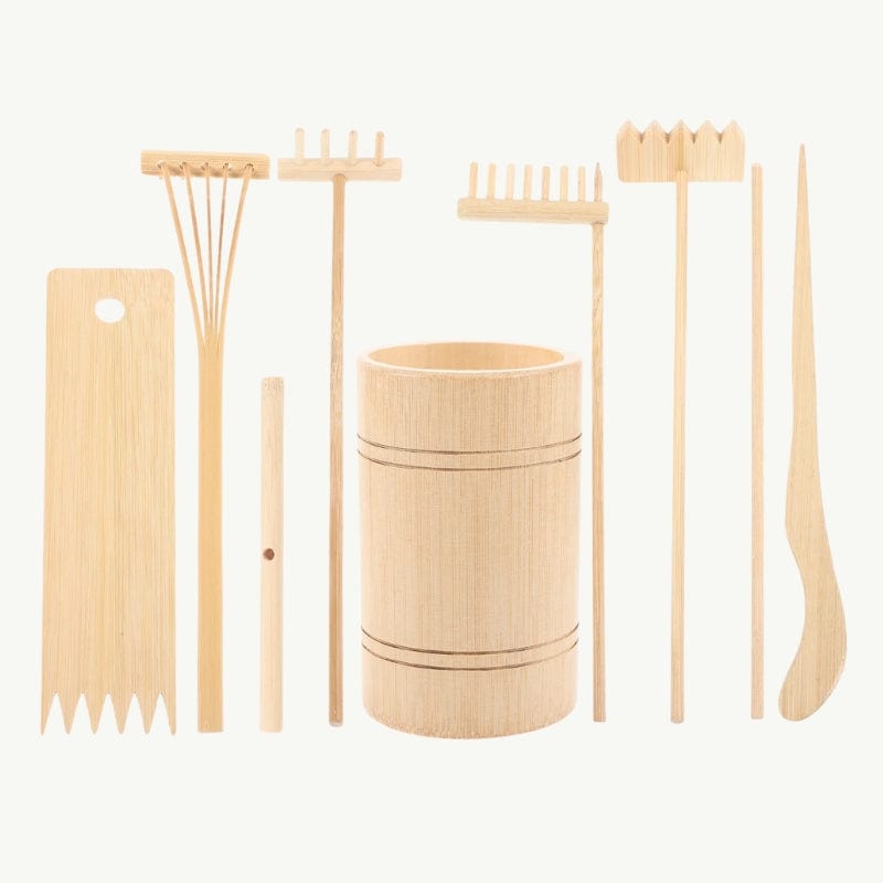 Set de Râteaux Miniatures pour Jardin Zen Bois