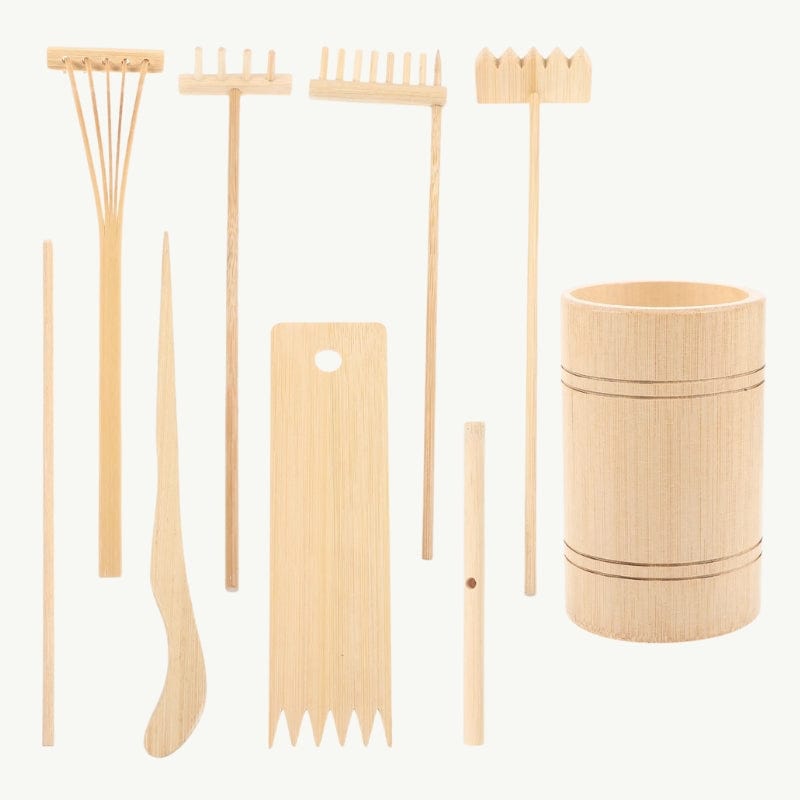 Set de Râteaux Miniatures pour Jardin Zen Bois