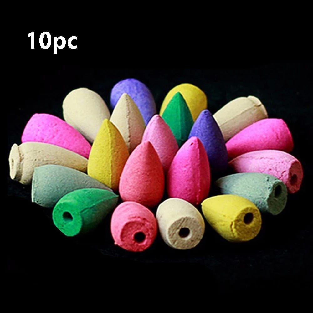 Mixed Natural Incense Rose Jasmine Lavender Osmanthus Sakura Smoke Cone Reflux Tower Incense Backflow Incense Bullet 10pc