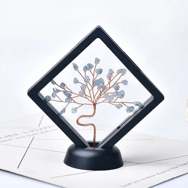 Natural Crystal Quartz Tree Of Life Gravel Specimen Reiki Healing Home Decoration Ornaments Lucky Tree DIY gifts Souvenir Gift Aquamarine / 1PC