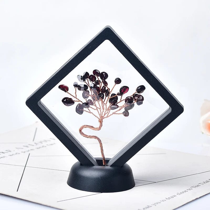 Natural Crystal Quartz Tree Of Life Gravel Specimen Reiki Healing Home Decoration Ornaments Lucky Tree DIY gifts Souvenir Gift Garnet / 1PC