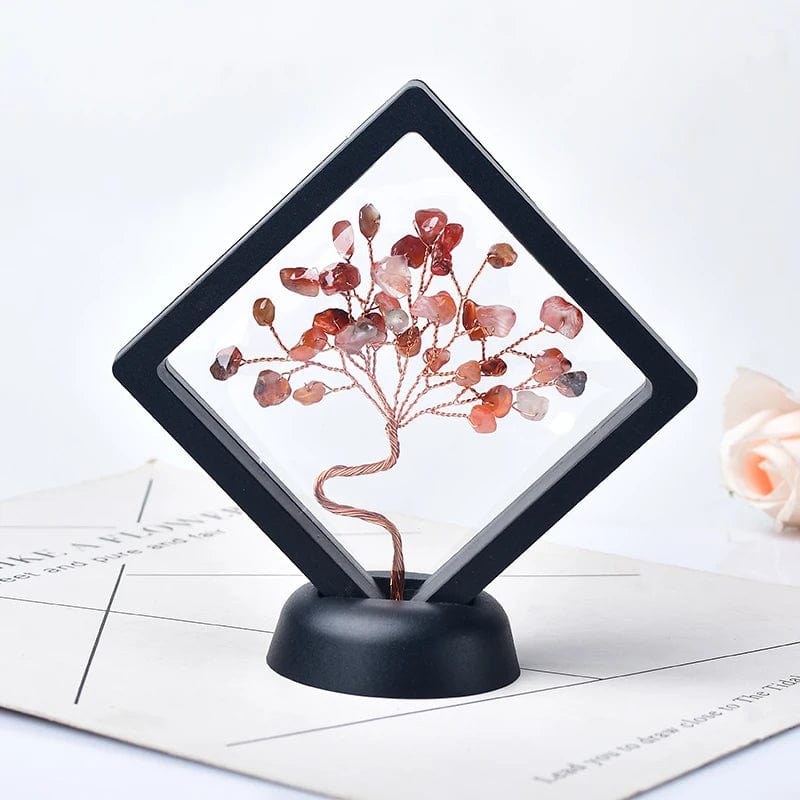 Natural Crystal Quartz Tree Of Life Gravel Specimen Reiki Healing Home Decoration Ornaments Lucky Tree DIY gifts Souvenir Gift Red Agate / 1PC