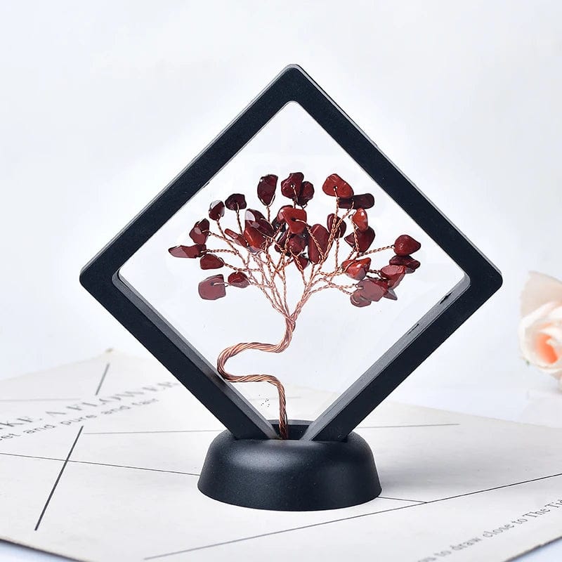 Natural Crystal Quartz Tree Of Life Gravel Specimen Reiki Healing Home Decoration Ornaments Lucky Tree DIY gifts Souvenir Gift Redstone / 1PC