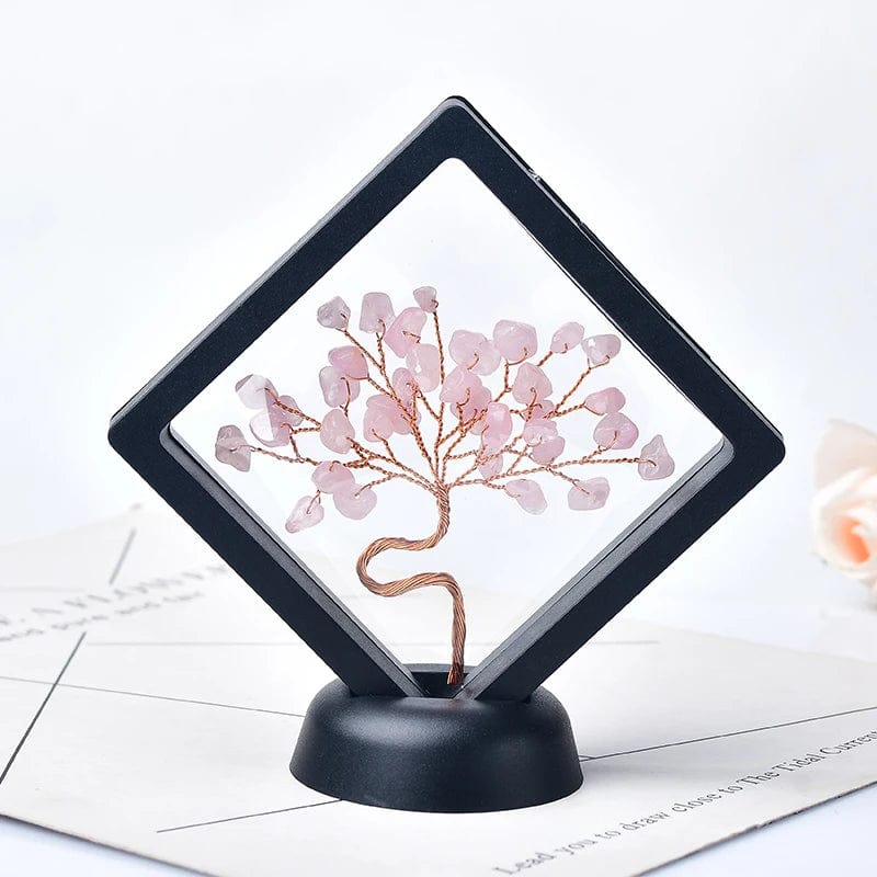 Natural Crystal Quartz Tree Of Life Gravel Specimen Reiki Healing Home Decoration Ornaments Lucky Tree DIY gifts Souvenir Gift Rose Quartz / 1PC