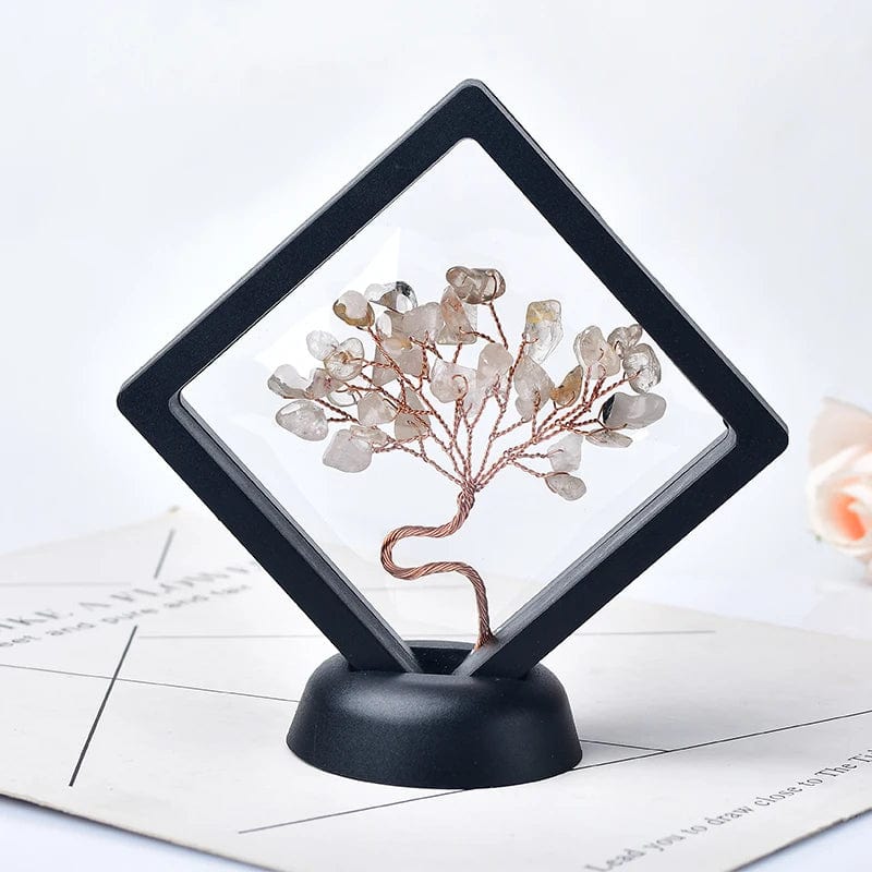 Natural Crystal Quartz Tree Of Life Gravel Specimen Reiki Healing Home Decoration Ornaments Lucky Tree DIY gifts Souvenir Gift Rutilated quartz / 1PC