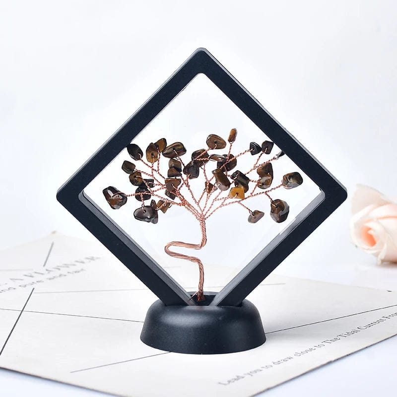 Natural Crystal Quartz Tree Of Life Gravel Specimen Reiki Healing Home Decoration Ornaments Lucky Tree DIY gifts Souvenir Gift Tigers Eye / 1PC