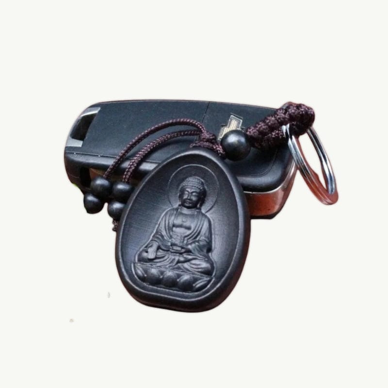 Porte-clés Bouddhiste en Bois Noir Amitabha Amitabha